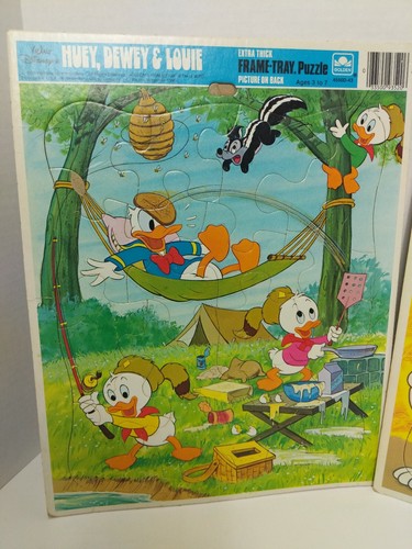 Vintage 1985 Golden Frame Tray Puzzles Looney Tunes and Disney 2 puzzles!