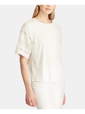 

RALPH LAUREN Женская белая блузка с круглым вырезом Размер, Белый