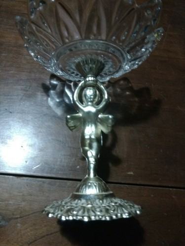 Vintage pedestal Candy Dish Soap Dish Compote Glass with Angle 6 1/2