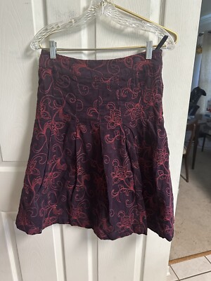 Boden Purple Pink Floral Lined Pleated Flair Knee Skirt NWT Med 10 Embroidered
