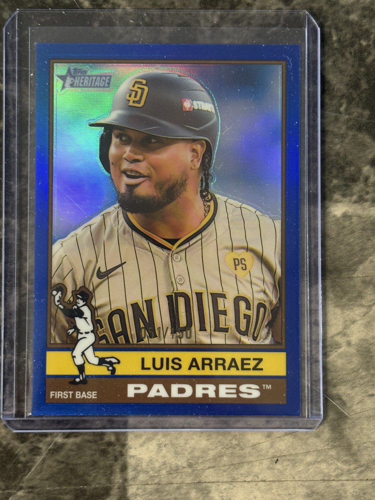 2025 Topps Heritage Luis Arraez #39 Blue Chrome Refractor #D