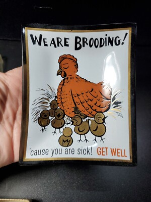 WE ARE BROODING 'CAUSE YOU ARE SICK 1960s HOUZE ART VINTAGE GLASS ASH TRAY DISH