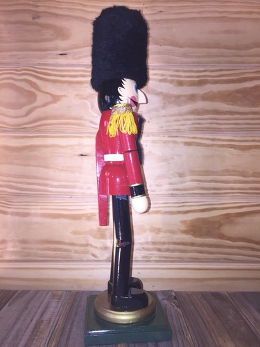 NUTCRACKER Wooden Soldier 18” Christmas Holiday Decorative Tall Black Furry Hat