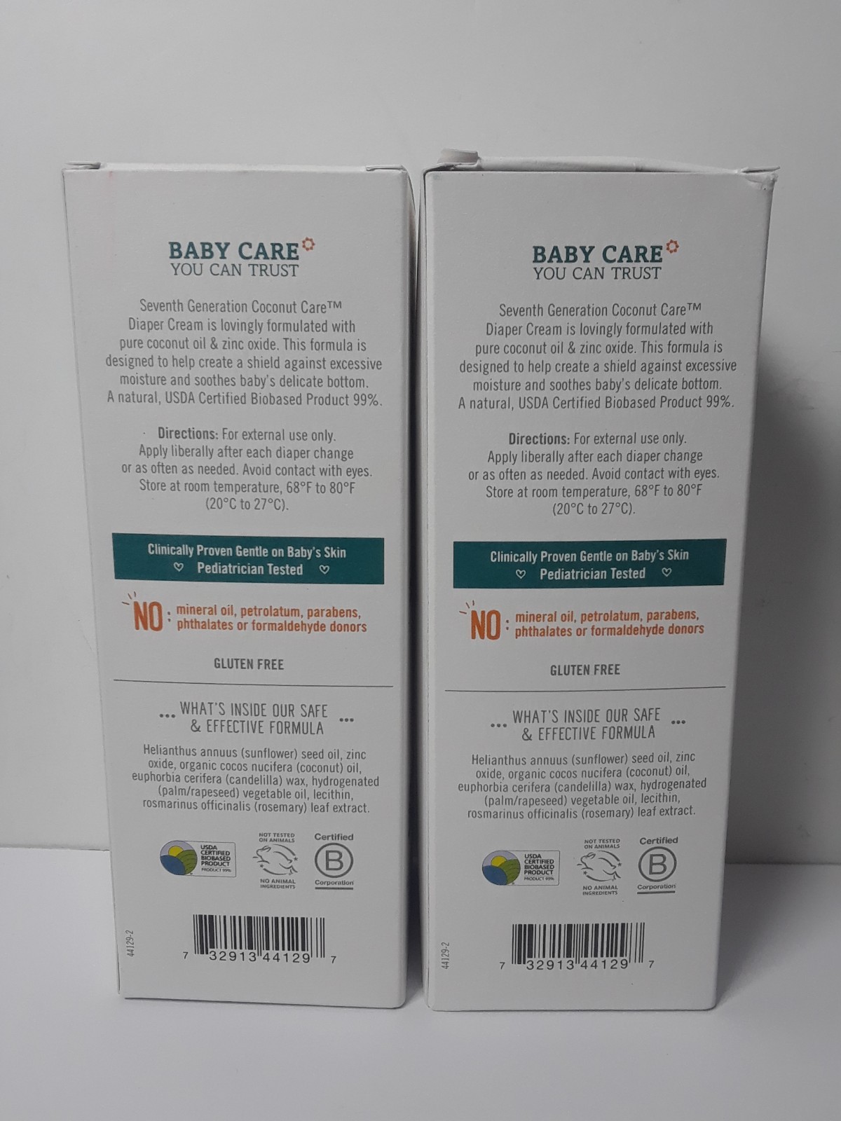 Lot of 2 Seventh Generation Coconut Care Diaper Cream (4oz Each)