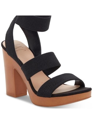 

INC Женские черные 1-дюймовые босоножки без шнуровки на платформе Roesia с круглым носком на блочном каблуке, Черный, ROESIA