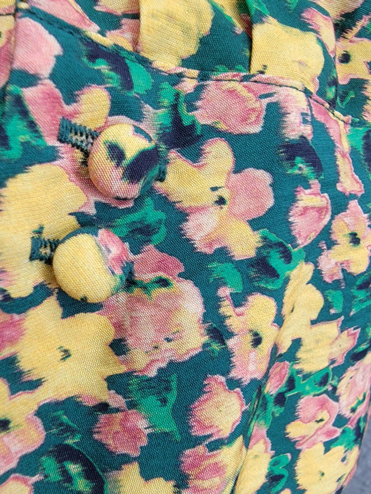 French Connection Aleezia Flavia Floral A-Line Dress Women's 4 Forest Green L/S - Picture 17 of 19