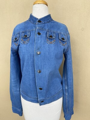 Vtg 70s  Deja Vu Denim Jacket Unique Pockets Boho Western Sz M  L Unisex As Is