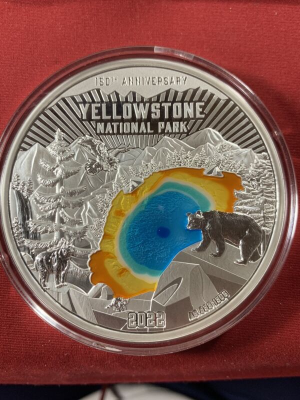 YELLOWSTONE 150th Anniversary Silver Coin 150GramAG Barbados 2022 Mintage Of 750