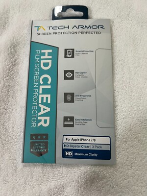 Screen Protector Clear Film Tech Armor HD for Apple iPhone 7/8 [3-Pack]