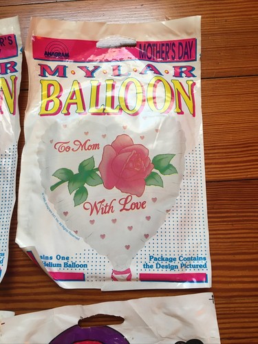 4 Vtg Anagram Happy Mother’s Day Bear  Metallic Balloon NEW Mylar Simon Elvin