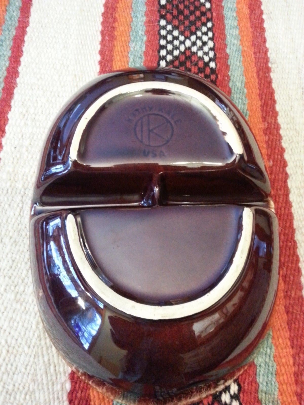 McCoy Brown Drip Kathy Kale Ceramic Divided Serving Bowl