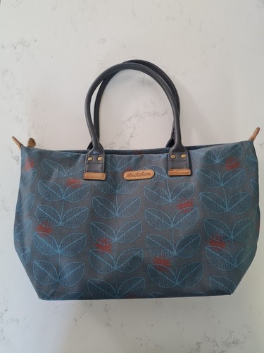 Brakeburn Large Tote Bag Vgc Blue Leaves Handbag Shoppper 