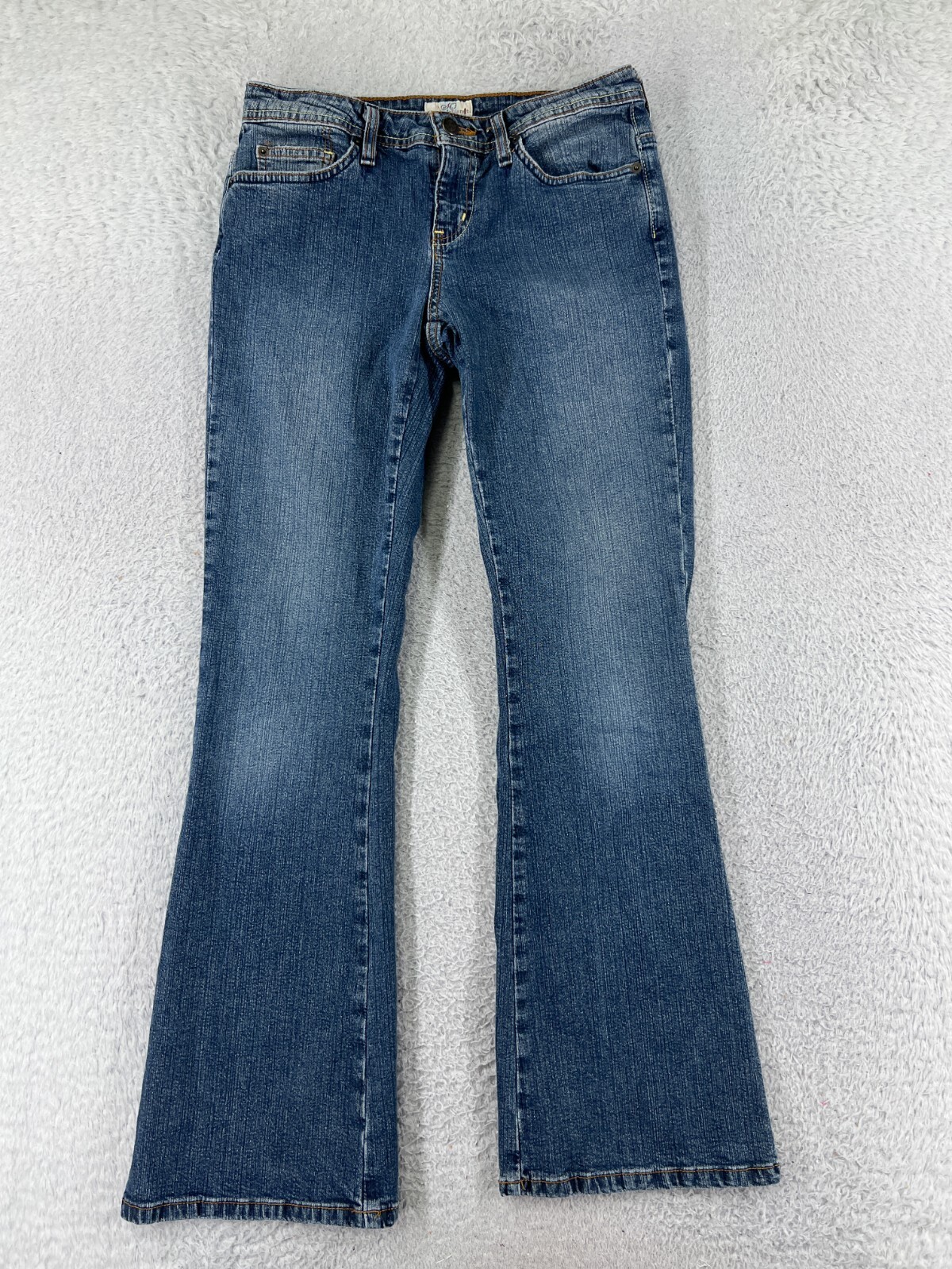 SO Jeans Pants Women 7 Blue Denim Flared Low Rise Light Wash