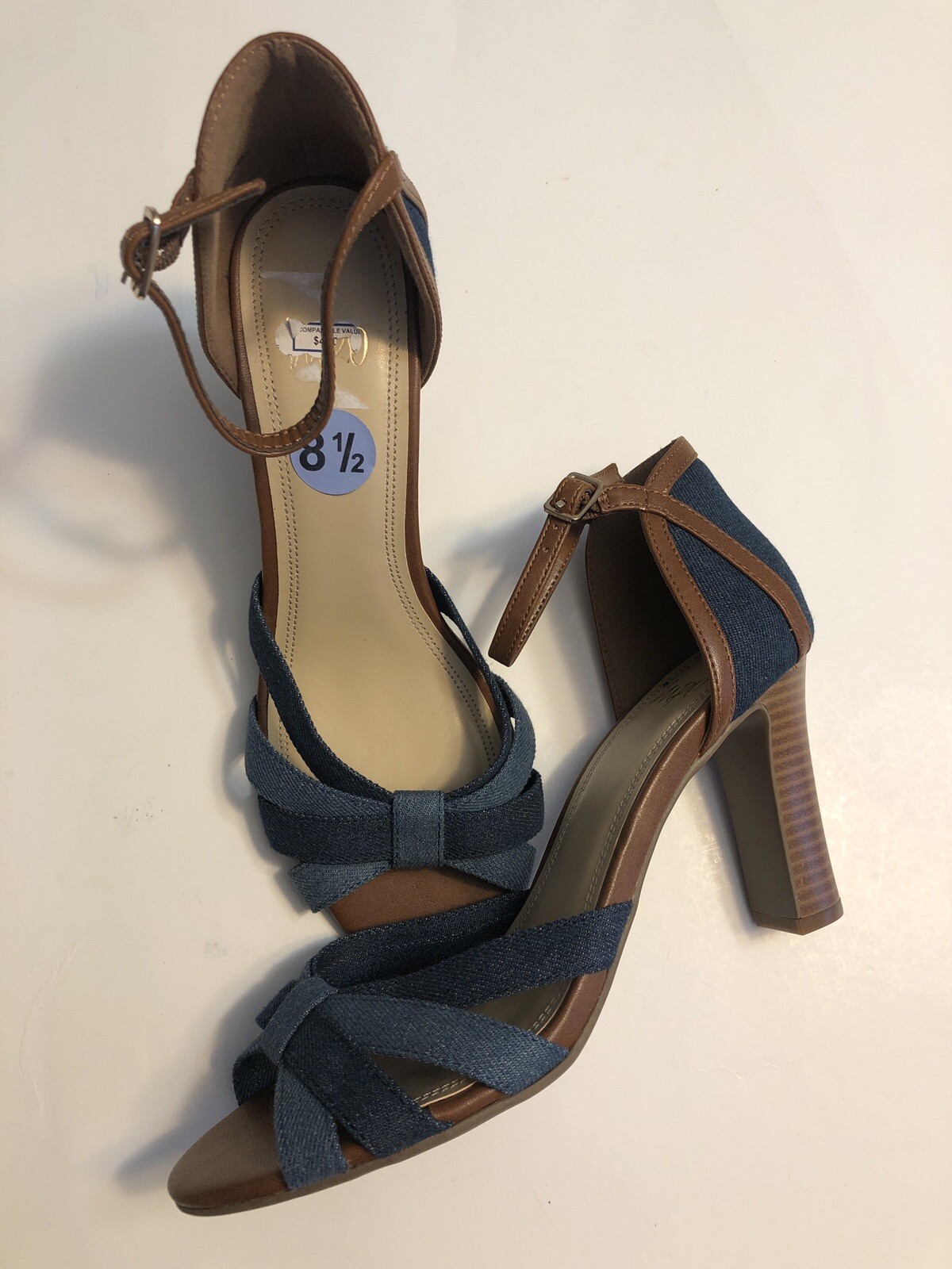 Impo Denim Heels Ankle Strap Chunky 