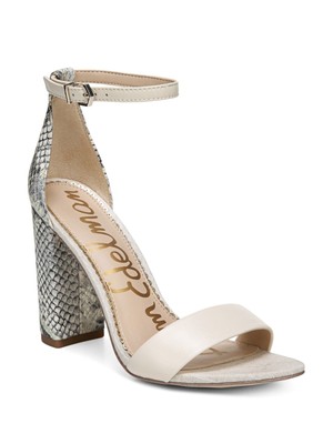 

Женские бежевые кожаные сандалии Yaro цвета слоновой кости/змеиного цвета SAM EDELMAN, Бежевый, E851119