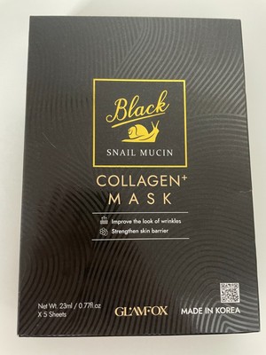 Glamfox BLACK SNAIL MUCIN Collagen Mask - 5 Masks - EXP 03/2027