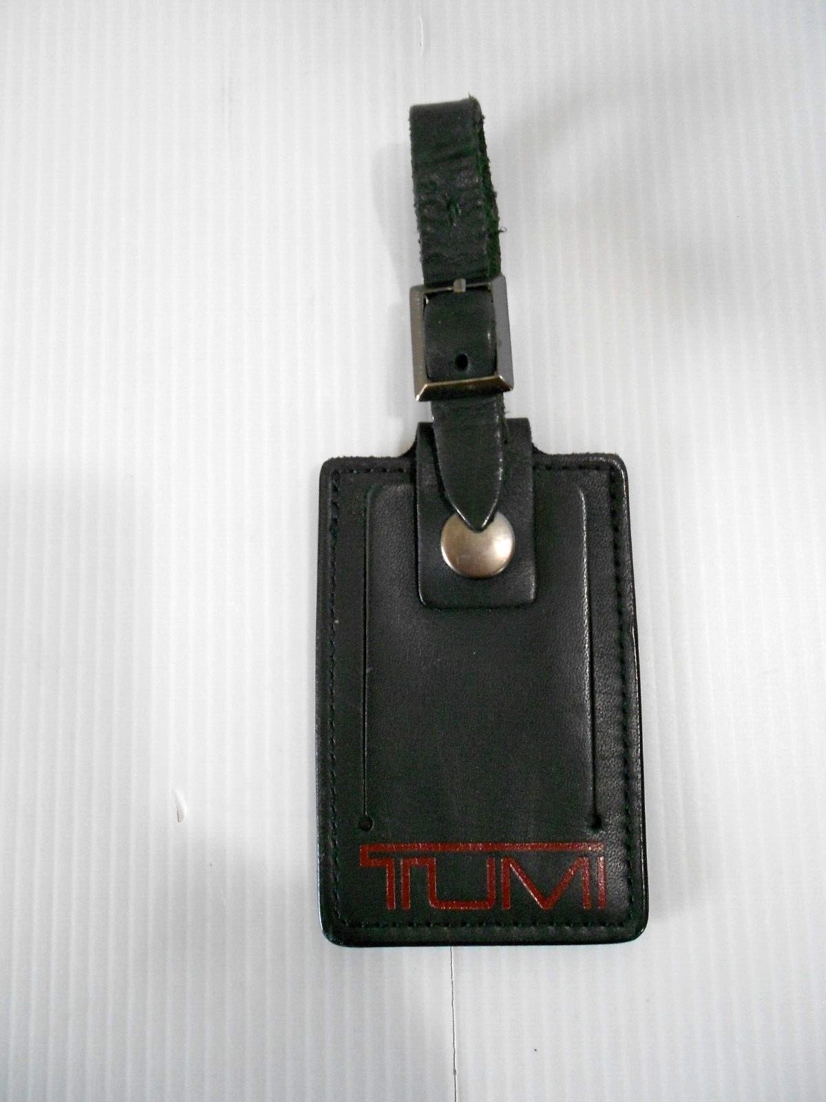 Small TUMI Black Leather Luggage/Bag Tag