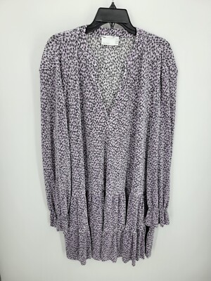ASOS Design Dress Womens Plus 18 Curve Purple Black Floral Pleated Ruffled Hem