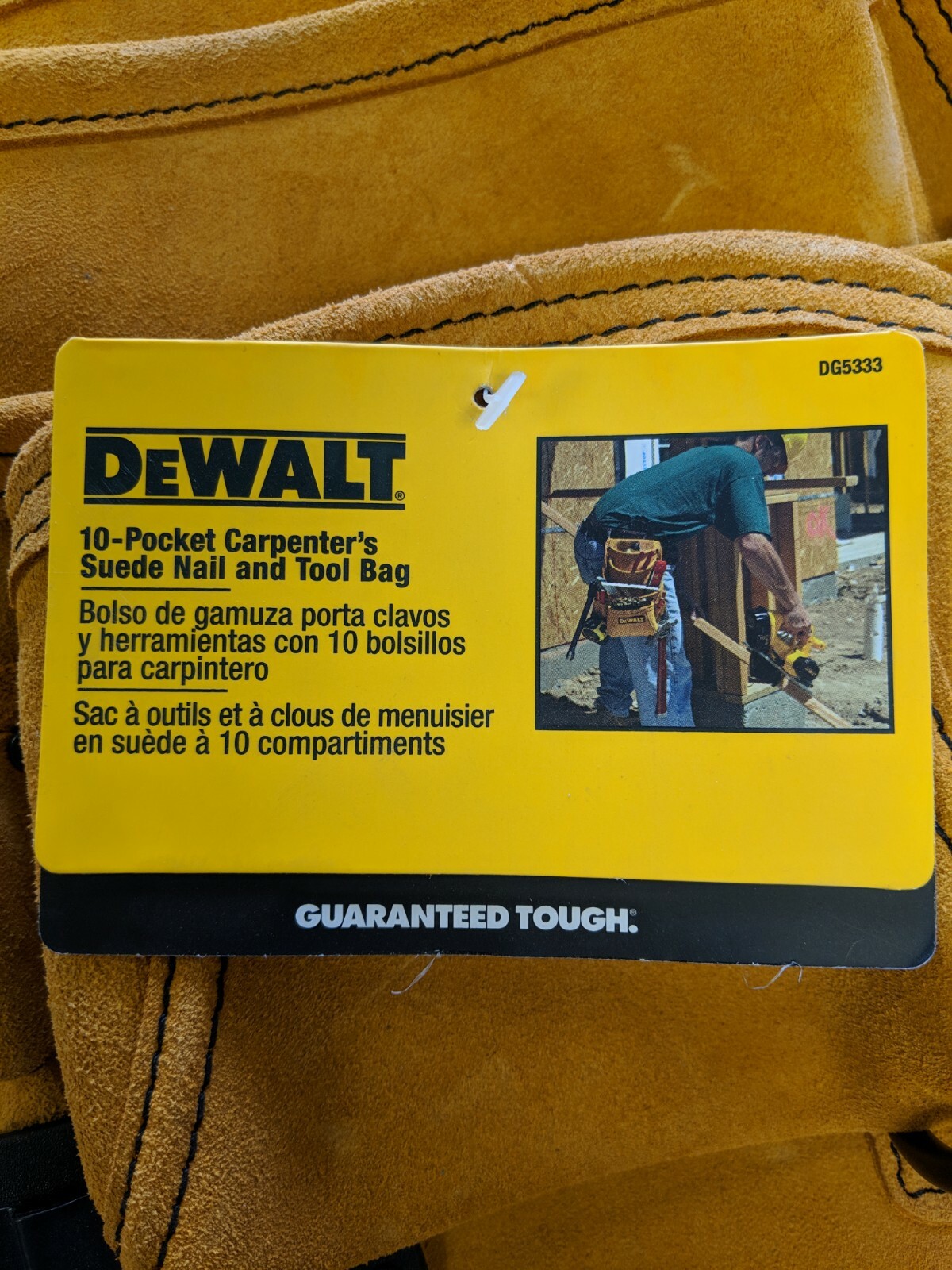 Dewalt DG5333 10-Pocket Carpenter's Suede Nail & Tool Bag