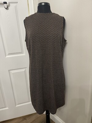 Chico's Double Diamond Knit Mockneck Shift Dress Black Tan Size 2 (US large 12)