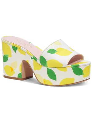 KATE SPADE NEW YORK Womens Yellow Pattern 1-1/2 Platform Ibiza Sandal 6.5 B