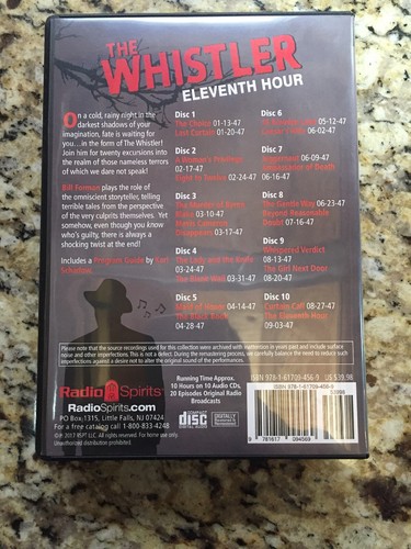 Classic Radio Suspense The Whistler Eleventh Hour Audio CD 20 Episodes Old Time