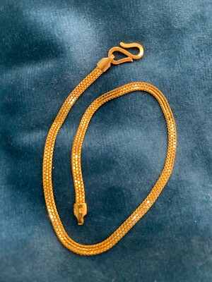 Pre-owned Jisha Vintage Unisex Dubai Handmade Chain Bracelet In 916 Stamped 22karat Yellow Gold