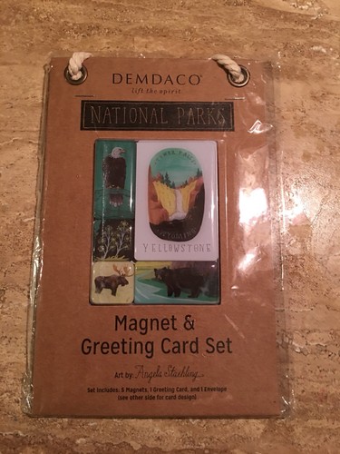 Yellowstone National Park Tower Falls Greeting Card & 5 Magnets Gift Set