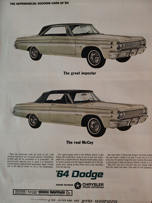 1964 Saturday Evening Post Ad Advertisement 64 DODGE Polara 500 Convertible