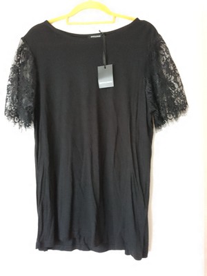 NEW JD Williams Black Lace short sleeve Top T-Shirt, 14, 100% viscose