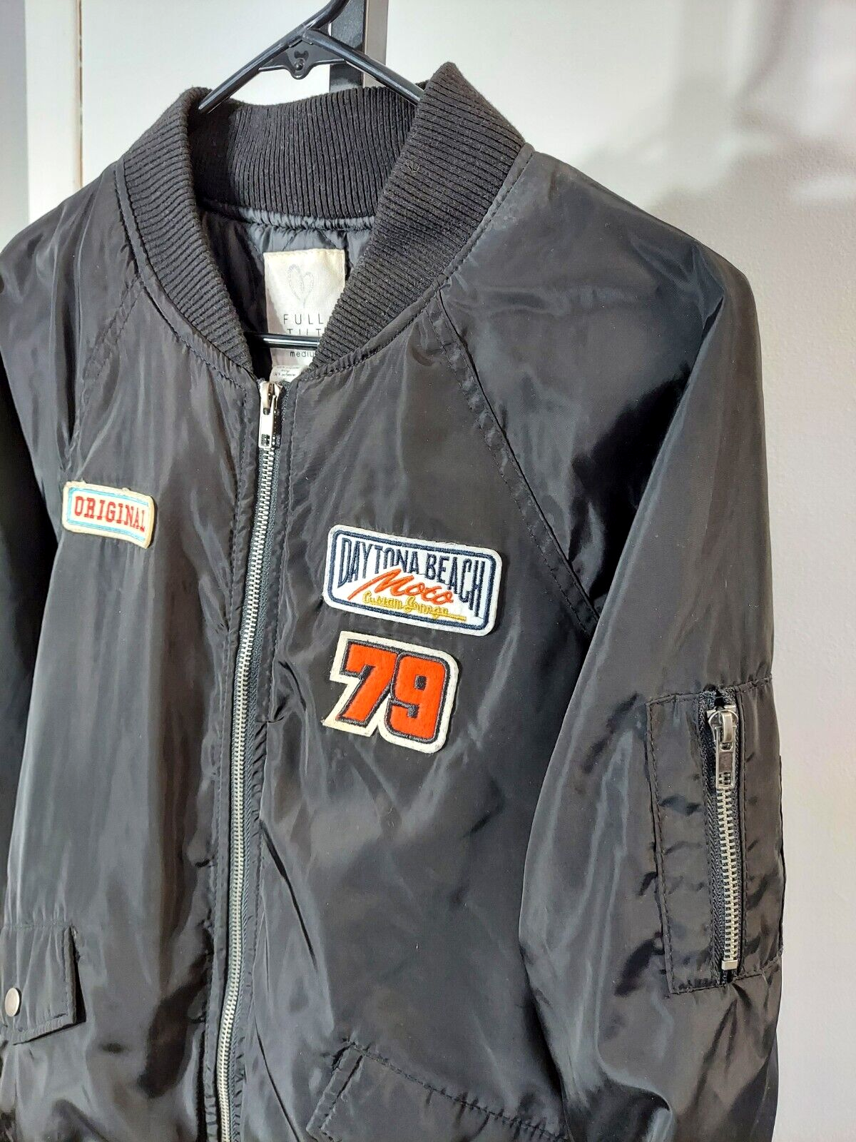 Men's Full Tilt Black Daytona Beach Moto Custom Garage Jacket, Size M View 5