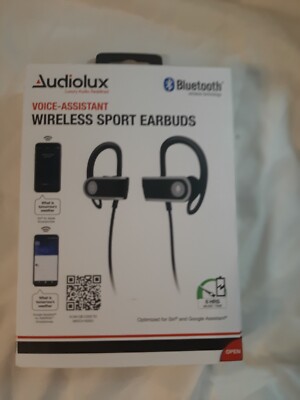 AUDIOLUX VOICE ASSISTANT WIRELESS SPORT EARBUDS BLUETOOTH SIRI GOOGLE BLACK