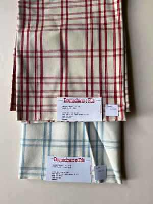 2 Brunschwig & Fils Bannon Plaid Light Blue/Red  24''x24'' Fabric Remnant