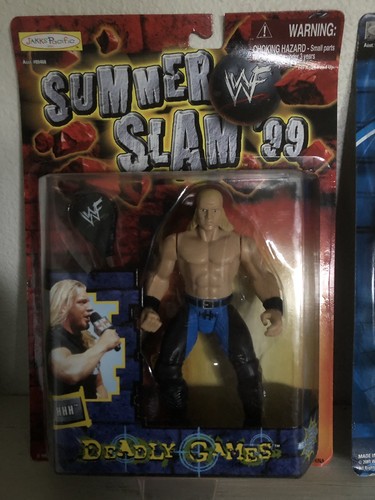 WWE WWF Triple H Action Figures & Rumble Heads Bobble Head. Including Magazines.