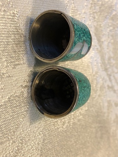 Vintage Sterling Alpaca Silver Turquoise Mother Of Pearl Thimbles
