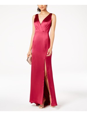 ADRIANNA PAPELL Womens Pink Slitted V Neck Full-Length Prom Empire Waist Dress 0