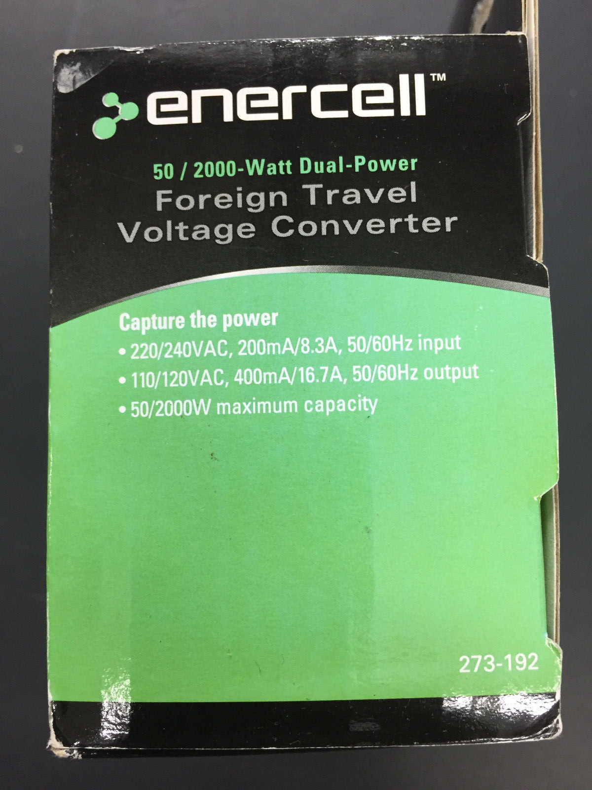 Enercell 50/2000 Watt Dual-Power Foreign Travel Voltage Converter 273-192  NEW
