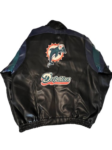 Miami Dolphins Jacket G-III Faux Leather. Size XL. 1997 Logo