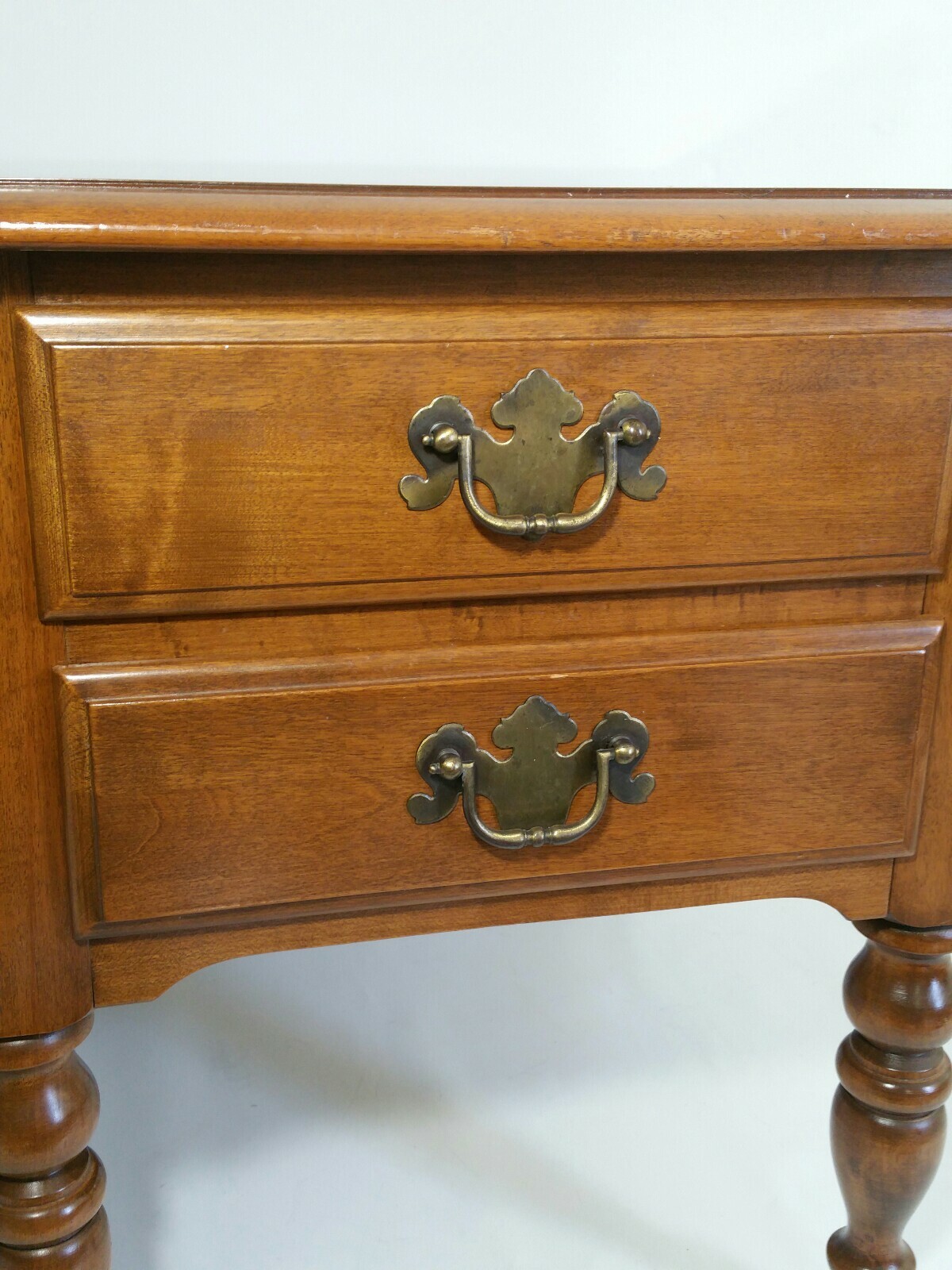 Vintage Ethan Allen End Table - Drop Leaf Sides, 2-Drawer - Traditional American