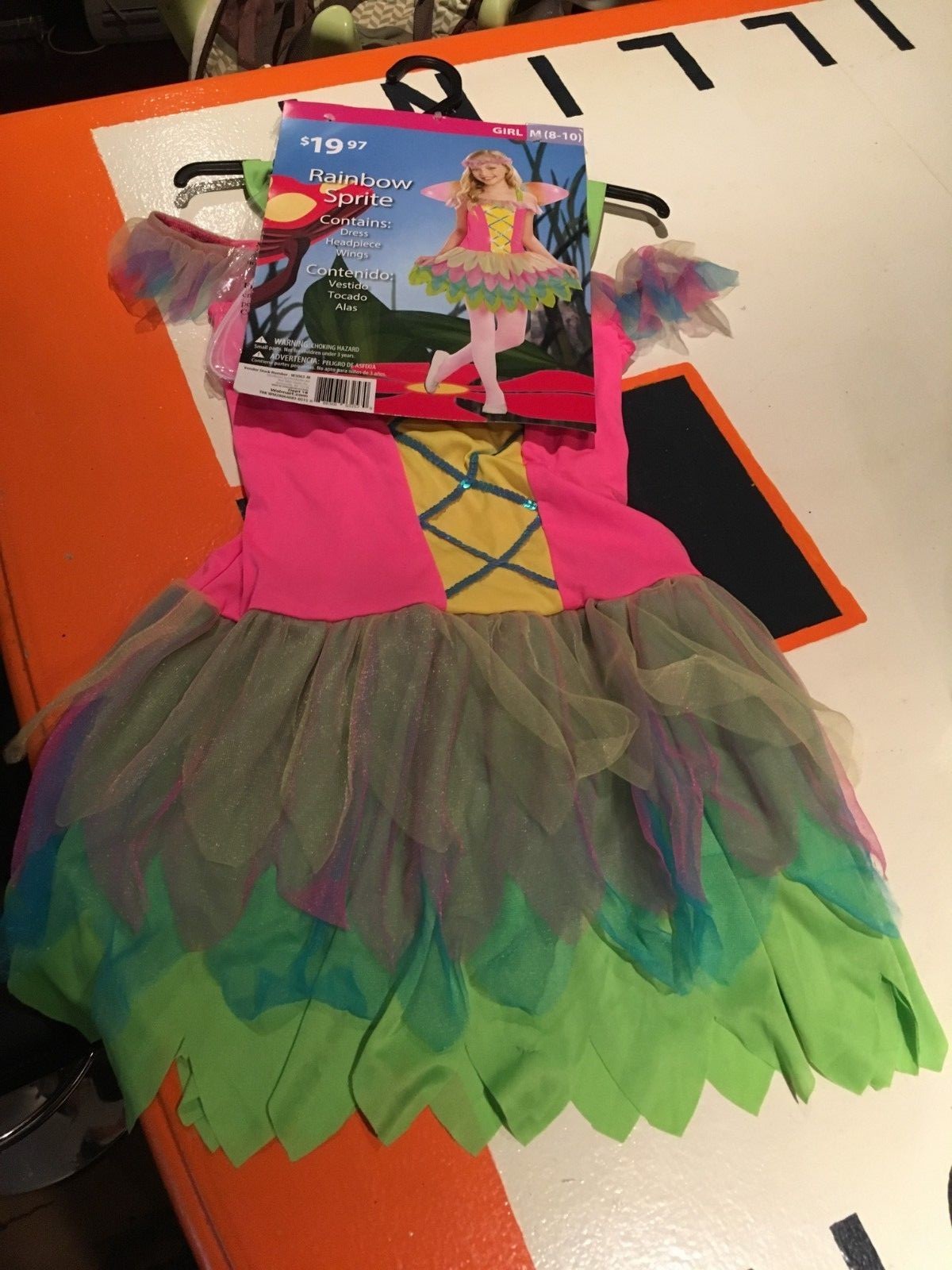 Rainbow Sprite Halloween Costume, Girl Size M (8-10) NEW #1837