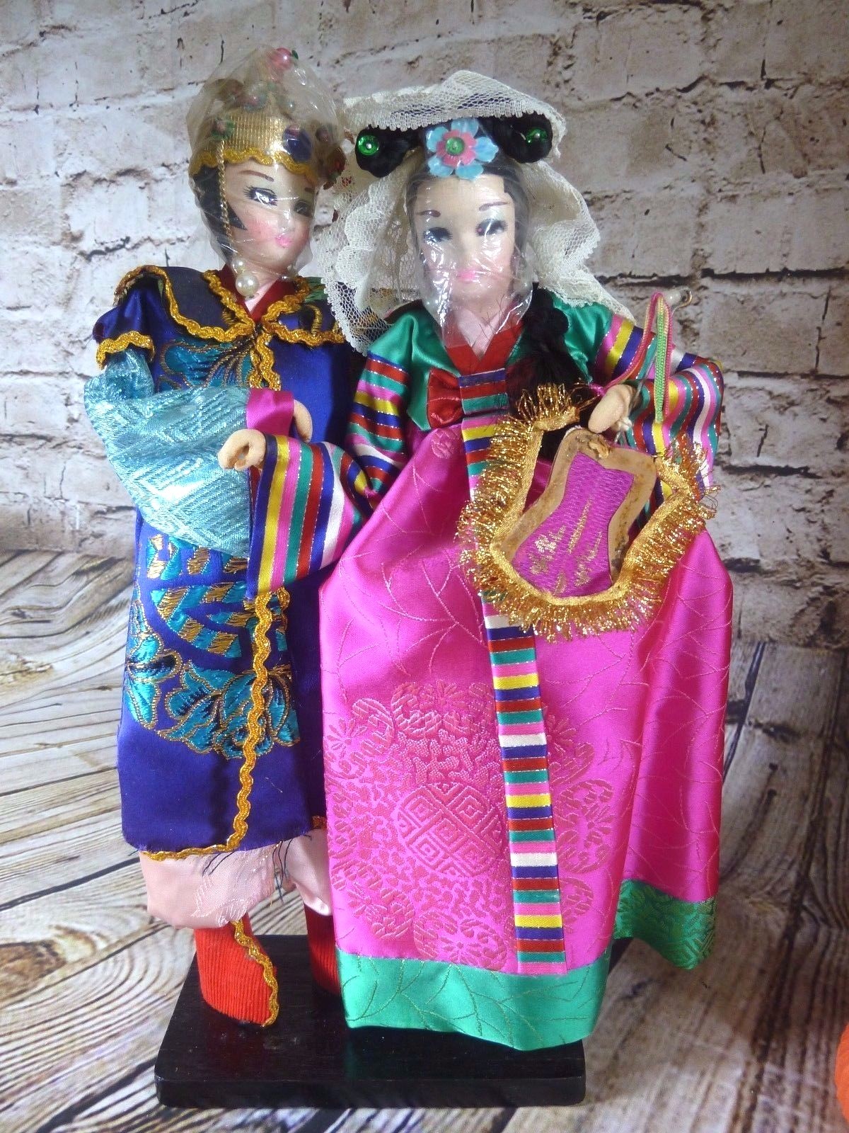 RARE Lot of 3 Asian Oriental Japanese Dolls Emperor Empress Geisha Madam Okasan