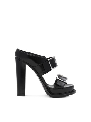 Женские черные босоножки ALEXANDER MCQUEEN на платформе и открытом кожаном каблуке 1-1/2 размера 37,5