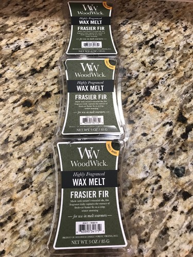 Lot Of 3 Wood Wick Highly Fragranced Wax Melt Fraser Fir For Use In Melt Warmers