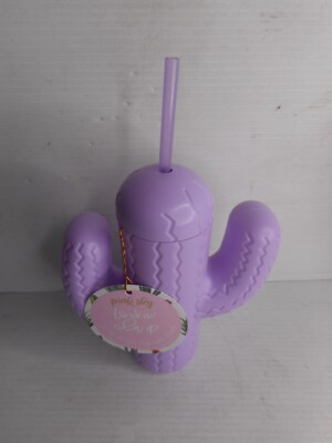 Pink Sky |  Looking Sharp  Cactus Cup with Straw 21 oz. Lilac/Purple Plastic