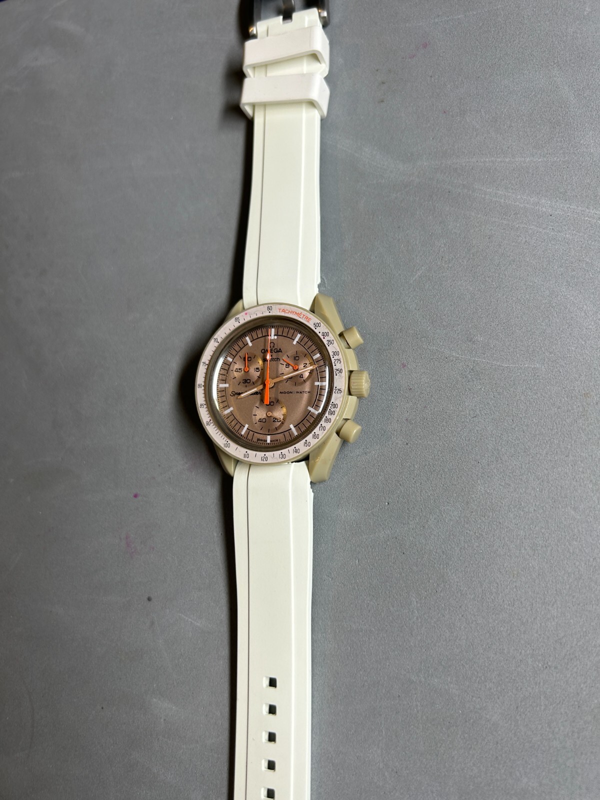 20mm WHITE Vulcanized Caoutchouc Strap Omega "Mission to Jupiter" SWATCH