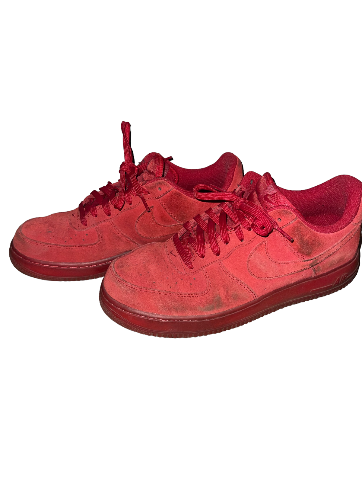 Nike Air Force 1 07 Low Triple Red Suede Shoes Size 10.5