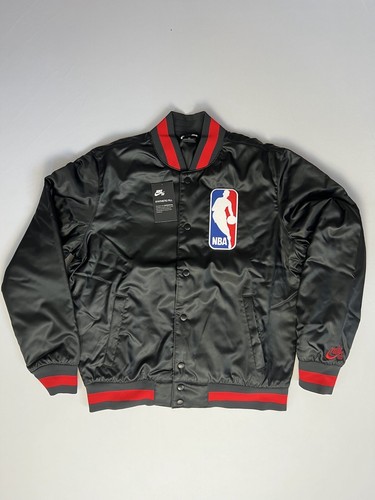 Nike SB NBA Bulls Satin Bomber Jacket Black Red AH3392-010