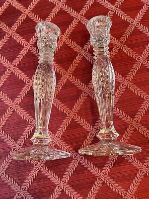 Pair of Waterford 10  Crystal Candlesticks in The Bethany Pattern