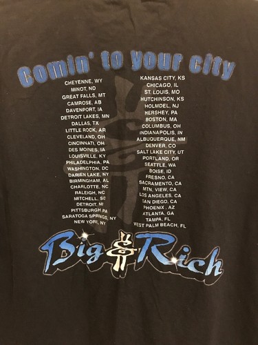 Big And Rich 2005 Comin To Your City Tour Concert Black Size XL Tee Shirt T &