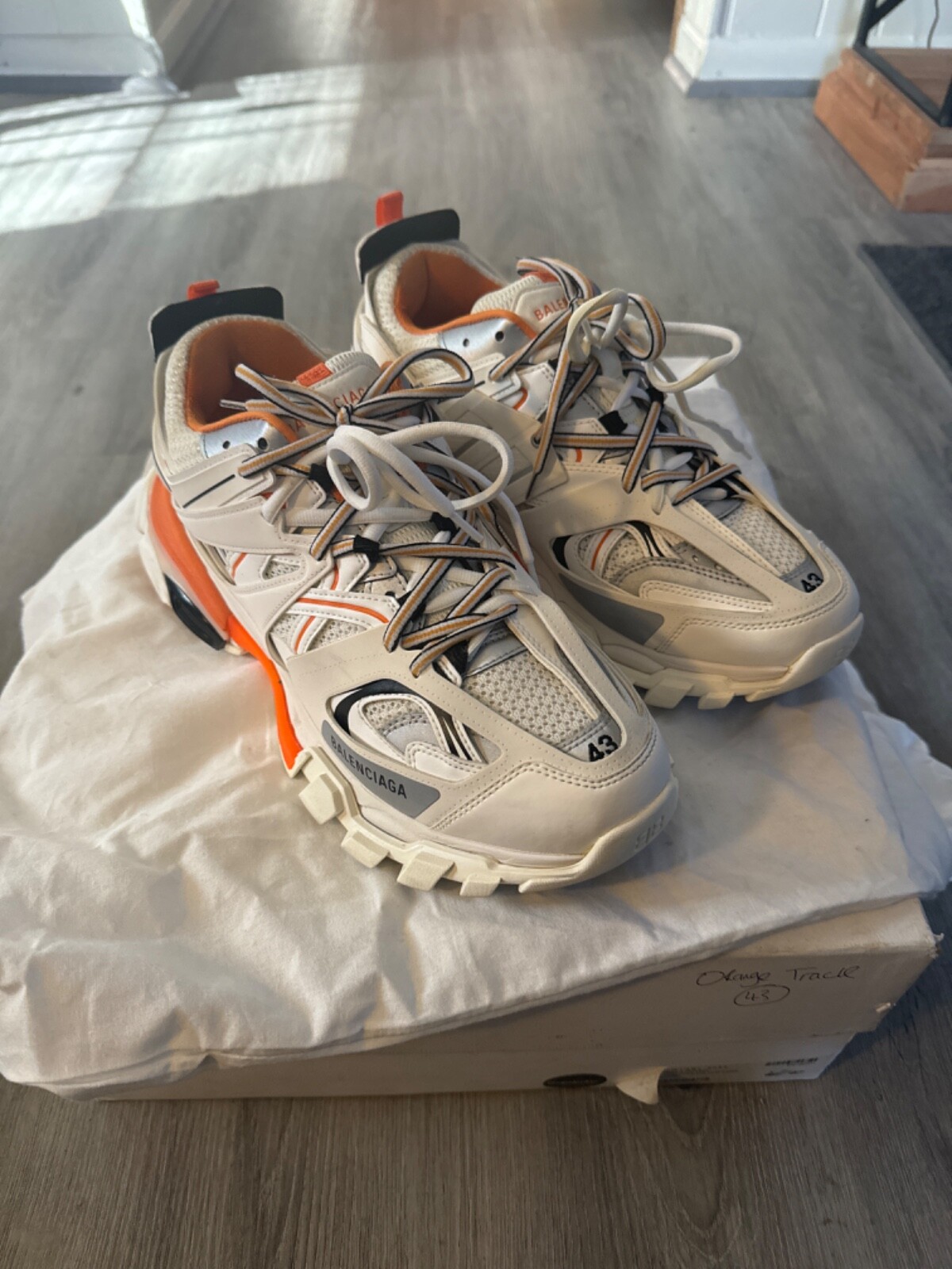 balenciaga track orange grey